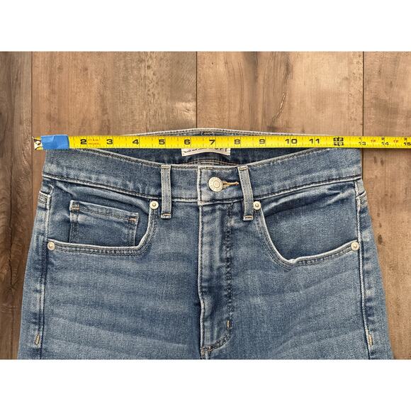 LOFT High Rise Flare Jeans in a Light Medium Blue Wash, Like New (Worn Once) - Picture 3 of 8